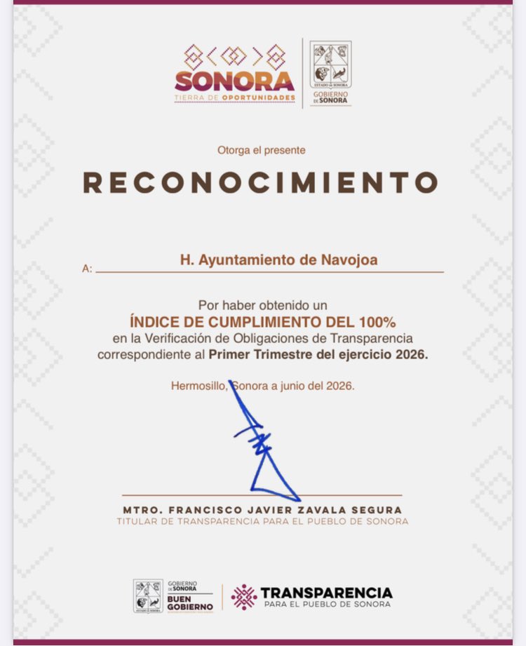 zavala_fco's tweet photo. @transparenteSon reconoce a 7 sujetos obligados por alcanzar el 100% de cumplimiento en obligaciones de transparencia 1er Trimestre 2026.
•Municipios: Navojoa y Baviácora.
•Dependencias: @BecasyCredito, @ISIEsonora, @SeMujeresSon, @utn_oficial, y Fideicomiso Fondo Revolvente. https://t.co/lCXzLc4Eo4