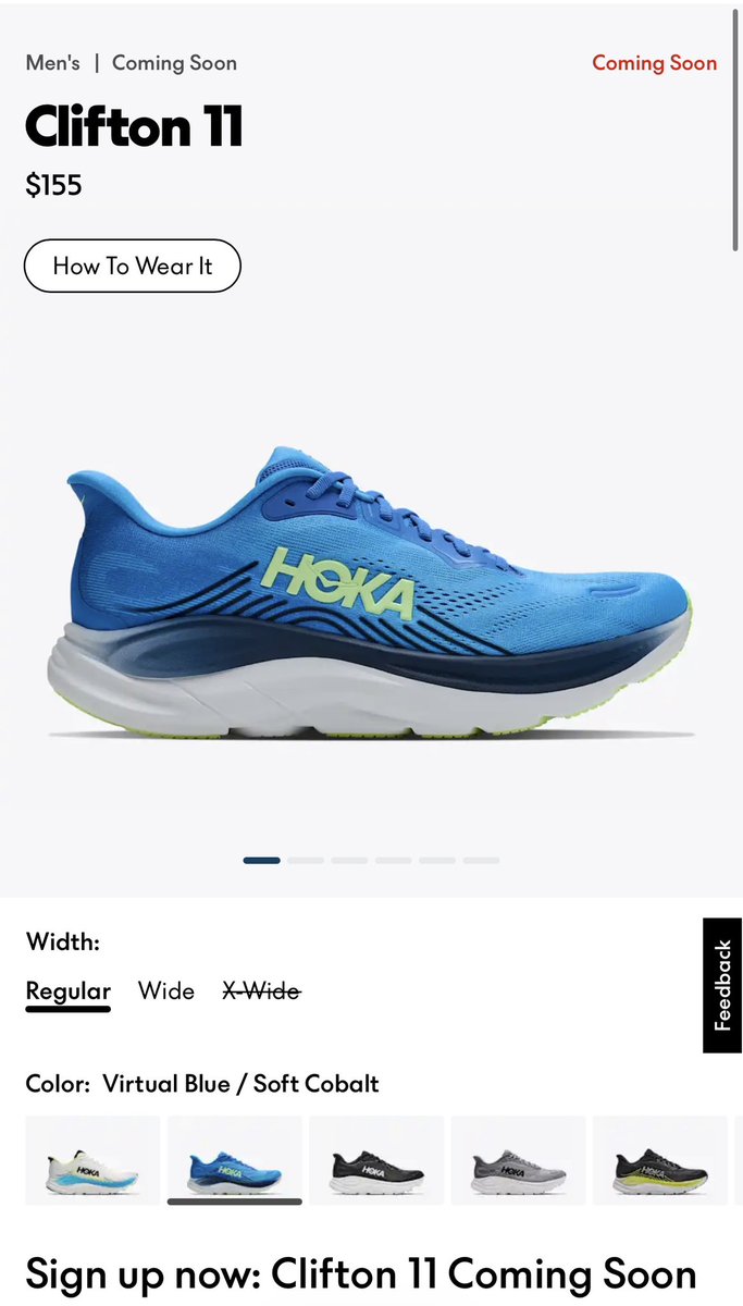 BDSL_RYU's tweet photo. HOKAのClifton11がウォーミングアップを始めました155ドルなので25000円ぐらいか😫
#HOKA
#Clifton11 https://t.co/zi719sR2IM