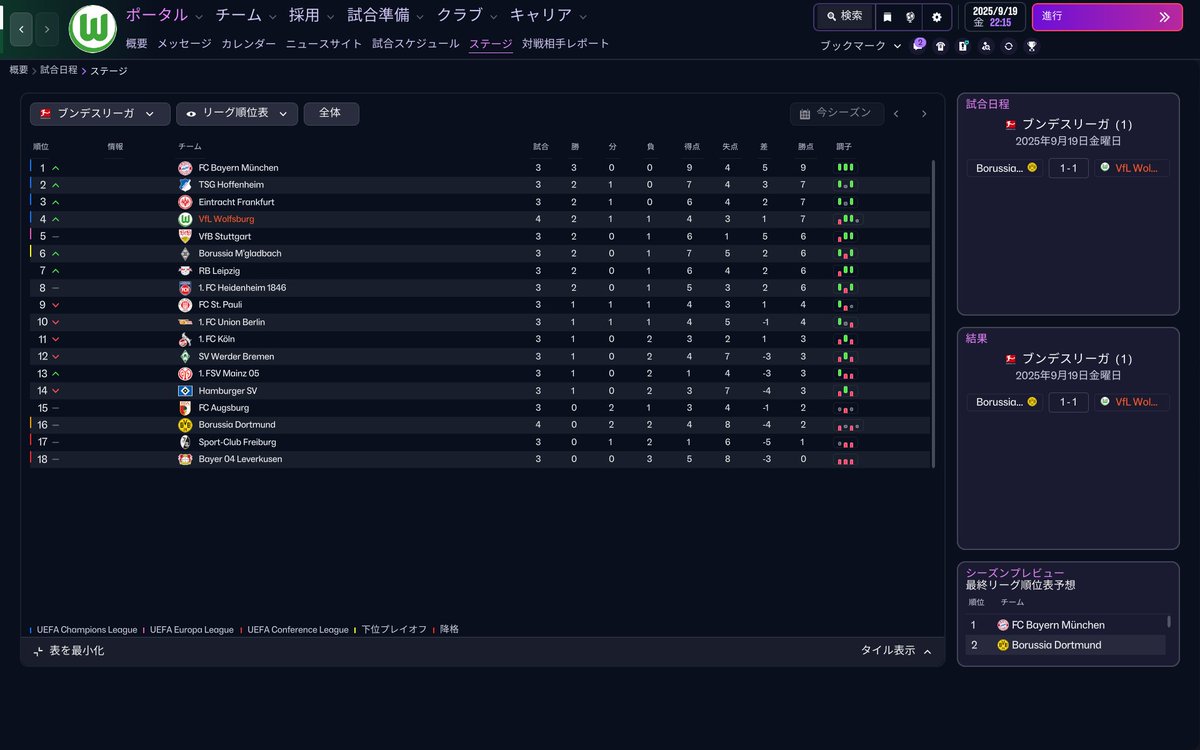 domidomi_39's tweet photo. 降格の憂き目にあったヴォルフスブルク。残留に足りなかったのは何か。そう塩貝のプレー時間である。

ということで、塩貝スタメンは固定してブンデスリーガ残留を狙うキャリア始まるよー！

4節終わって4位！塩貝も1ゴール1アシスト。

クラブも楽しめるFootballmanager。半額セール中！！

＃FM26 https://t.co/rdvwsmhqhv