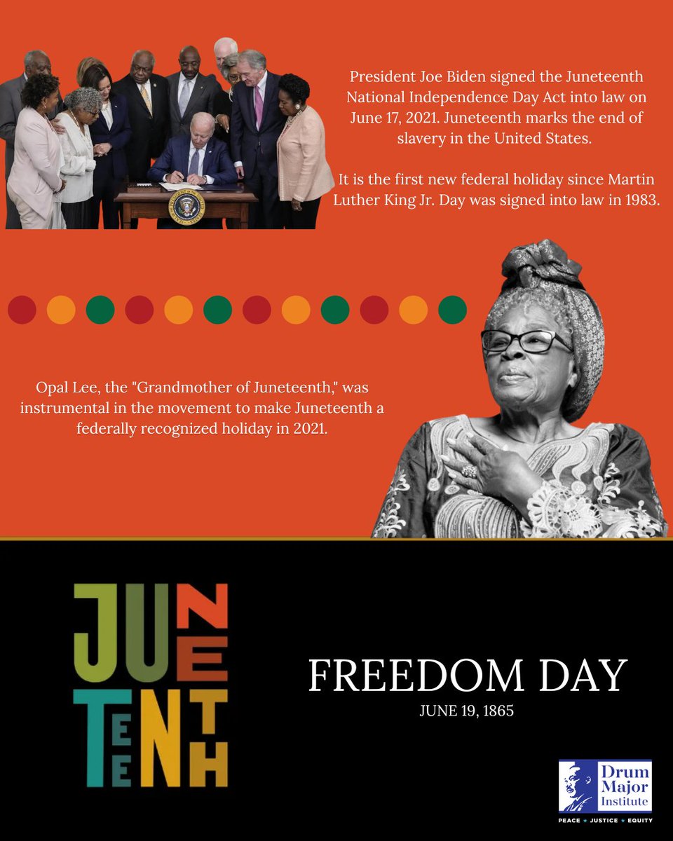 OfficialMLK3's tweet photo. #OTD In 1865, Union troops arrived in Galveston, Texas, with news that should have come two and a half years earlier: all enslaved people were free. #Juneteenth is a celebration of freedom and a reminder that freedom delayed is justice denied. https://t.co/Ax8XOEULRo