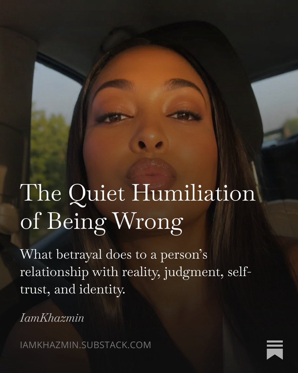 KhazminB's tweet photo. What betrayal does to a person’s relationship with reality, judgment, self-trust, and identity.
 https://t.co/lHpY4XqgBf https://t.co/Qv9Uq7yvxr