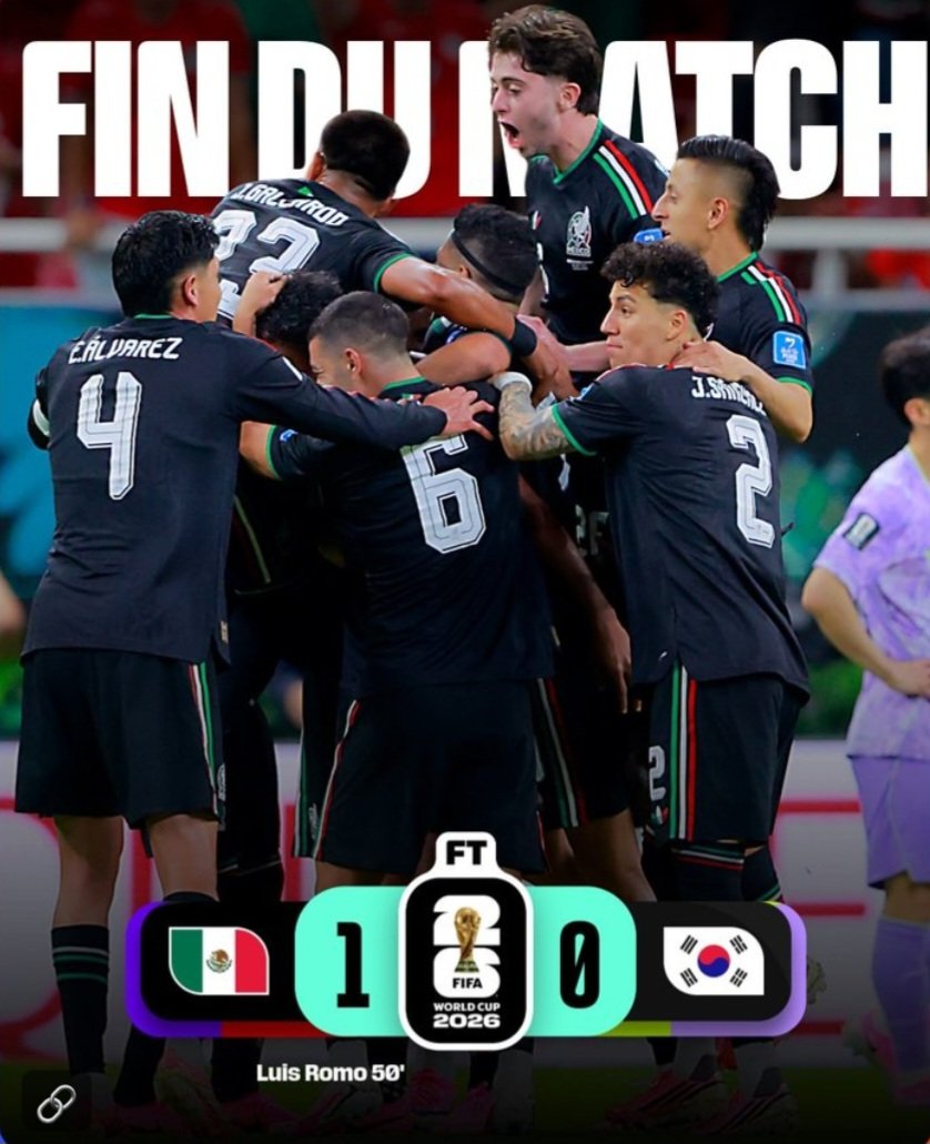 hugoperez76's tweet photo. TRIUNFO DE MÉXICO
COPA MUNDIAL DE LA FIFA 2026
@fifaworldcup_es #CopaMundialFIFA
🏆 2da FECHA, GRUPO A
⚽ MÉXICO vs R. DE KOREA
🗒 JUE..18.JUN
 ⏱ FINAL DEL PARTIDO
      [MEX 1 - KOR 0] 
🏟 AKRON
📌 Guadalajara, MÉXICO
Árbitro: Gustavo TEJERA (URU) 
VAR: Leodán GONZÁLEZ (URU) https://t.co/lsGlXkVnIu