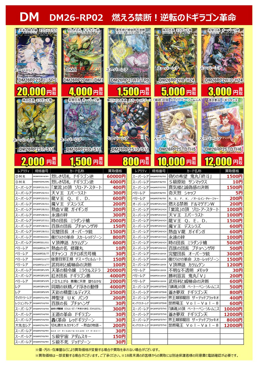 燃えろ禁断！逆転のドギラゴン革命 買取金額を更新いたしました！ 1点