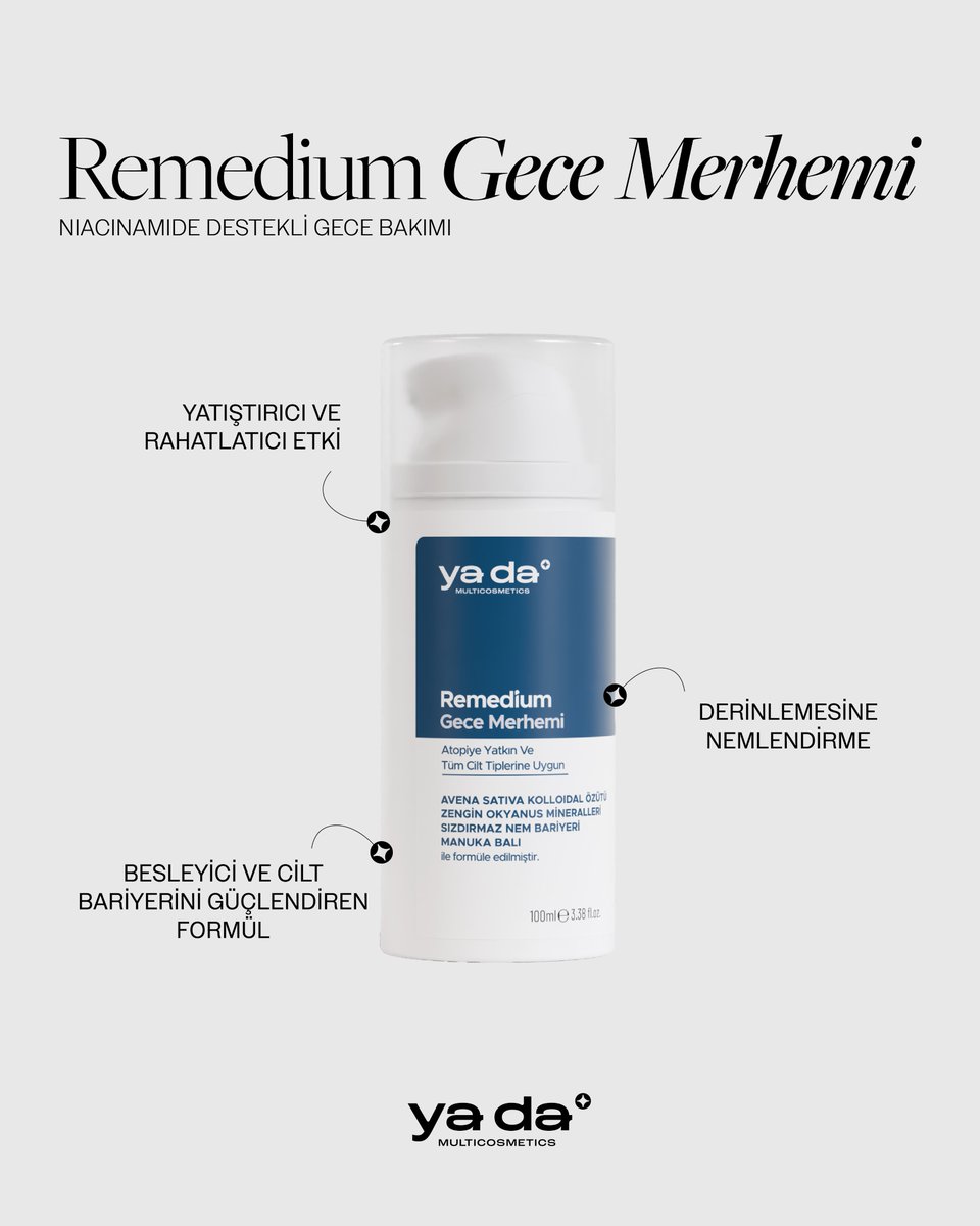 ya_da_cosmetics's tweet photo. Remedium Gece Merhemi'nin niasinamid destekli formülü, cildi nemlendirmeye, yatıştırmaya ve bakım yapmaya yardımcı olur.

Cildinizin konforunu destekleyen bakımın gücünü keşfedin. 💙 https://t.co/nWmhy9376v