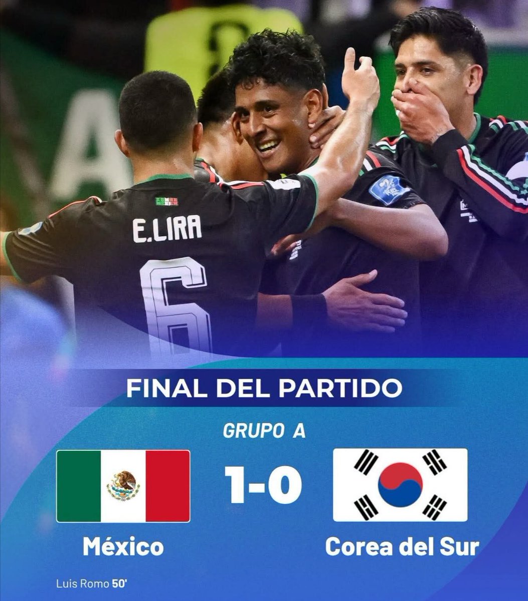 ConocedorF's tweet photo. ¡PRIMER CALIFICADO!🇲🇽⚽☝🏼

Con el triunfo frente a Corea del Sur🇰🇷, México🇲🇽 se convirtió en el primer país calificado a los dieciseisavos de final de la Copa del Mundo🏆Además:

- aseguró el 1º lugar del grupo y jugar contra un 3º https://t.co/ERGBndssN4