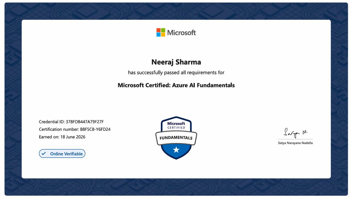 NeerajD365's tweet photo. Excited to Share that AI-901 Exam Cleared . are you preparing , it might help https://t.co/6xovxJzh18 https://t.co/Ei0bzz0cxI
