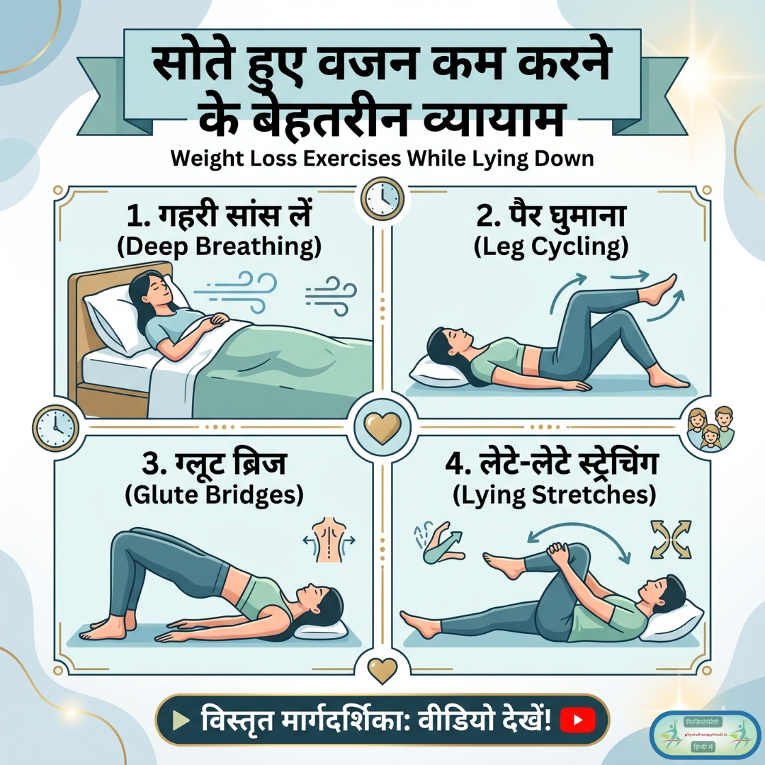 NiteshDhameliy1's tweet photo. 🛌 क्या लेटे-लेटे वजन कम करना मुमकिन है? बिल्कुल!

बिना जिम जाए और जोड़ों प��� अतिरिक्त दबाव डाले बिना, अपने बिस्तर पर सुरक्षित रूप से व्यायाम करें। 'सोते हुए वजन कम करने के बेहतरीन व्यायाम' की पूरी मार्गदर्शिका वीडियो में देखें।👇
▶️: https://t.co/Cewt0Dth2M

#WeightLoss #BellyFat https://t.co/MnZprfrVIJ