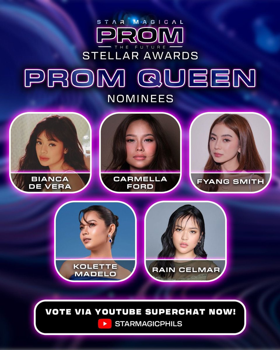 ABSCBNpr's tweet photo. Who will be this year’s #StarMagicalProm2026 awardees? 👑
Get #ReadyForTheFuture – here are the nominees for the STELLAR AWARDS! ⭐
Vote for your favorite stars now! Here’s how:
1️⃣ Go to Star Magic’s YouTube Channel and click the Star Magical Prom 2026 Livestream https://t.co/X9evKVNzvS