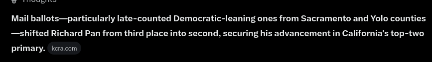 BeckyJohnson222's tweet photo. Alert: Former State Sen. Richard Pan Md is running for congress this election cycle. and on election day he came in 3rd. But when the late mail-in vote was counted, Pan got enough votes to reach 2nd place & qualify for the ballot in November. #Sacramento #RichardPanMd
#SB277 #VaccineMandates #KevinKiley
@HighWireTalk