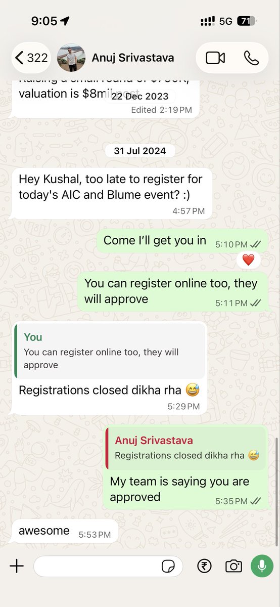 kushalbhagia's tweet photo. Woke up to find this (now deleted) post attacking us for honestly I dunno why. So I checked my chats and mails - 

> We have passed quickly- wished him the best and readily admitted we are ofcourse often wrong. 

> Made intros to other funds and angels who maybe be able to help him. 

> He’s even pinged me for advice on a termsheet he got and then to get into an event we had organised.

> accused us of not having a big vision but he’s himself pivoted AFAIk from the idea he actually pitched us. 

What hurt you so much bro  @cosmicanuj ? There are better ways to do engagement farming. 

Anyways - to founders reading this - please feel free to reference us with founders we have actually backed. If we haven’t invested in someone they haven’t actually received the full @All_IN_CAPITAL package 🤷🏻‍♂️
