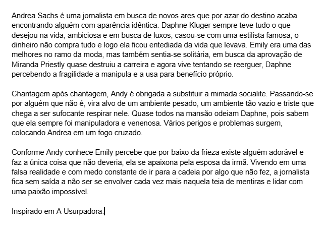 LebreBolada's tweet photo. Acabei de finalizar um capítulo de uma fanfic sachston inspirada na novela A Usurpadora, mas como me conheço só vou postar após realmente terminar a hstória toda ou sei que ficará incompleta.

Pq a Usurpadora? pq eu sou maluca

#sachston https://t.co/NOh95poDQi