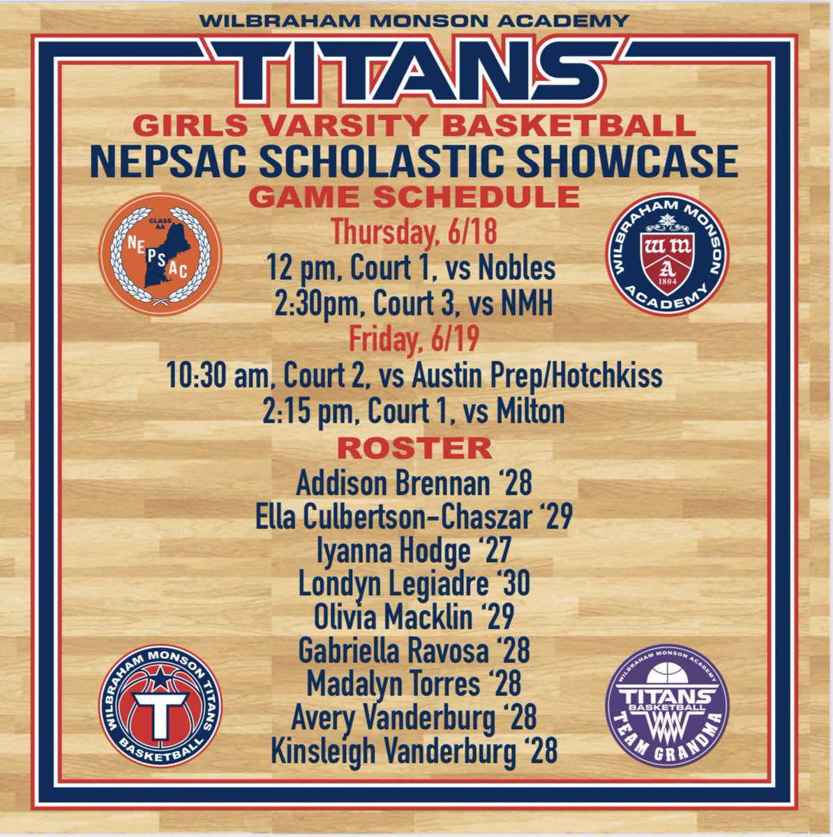 WMAGirlsHoops's tweet photo. Great Day 1 for OUR group in the June @nepsac Scholastic Showcase. 2 quality wins against 2 super quality programs in Nobles &amp; NMH. Proud of OUR girls’ resolve, poise, &amp; calm through OUR up &amp; down play. Most importantly, WE turned heads with the coaches in attendance. Onto Day 2! https://t.co/7OQaWPdZhZ