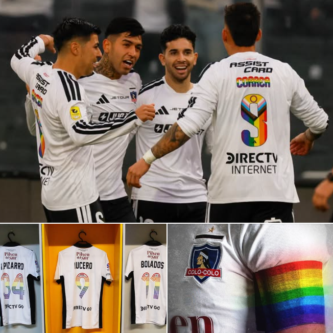 EdorodP's tweet photo. El Colo-Colo salta a la cancha con playera arcoíris para celebrar el Orgullo.

El estreno ocurrió durante un partido contra el Cobresal por la Liga Primera de Chile y también se puso a disposición de la afición para que puedan adquirirla y sumarse a la campaña inclusiva. Hilo. https://t.co/cKgdr6gspa