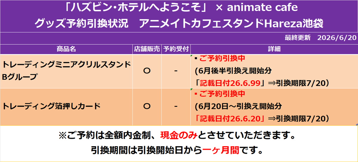 animatecafe_hrz's tweet photo. 【ハズビン･ホテルへようこそ×アニメイトカフェスタンドHareza池袋】

■営業時間：11：00～20：00

▼コラボ詳細
https://t.co/YkdF5uwOFl

▼空き状況はコチラ
https://t.co/9Z7JmG9Rri

※屋外テイクアウト店舗の為お席はございません
※当店はワンオーダー制です

#ハズビンホテル #HazbinHotel https://t.co/3GfhDPptjo
