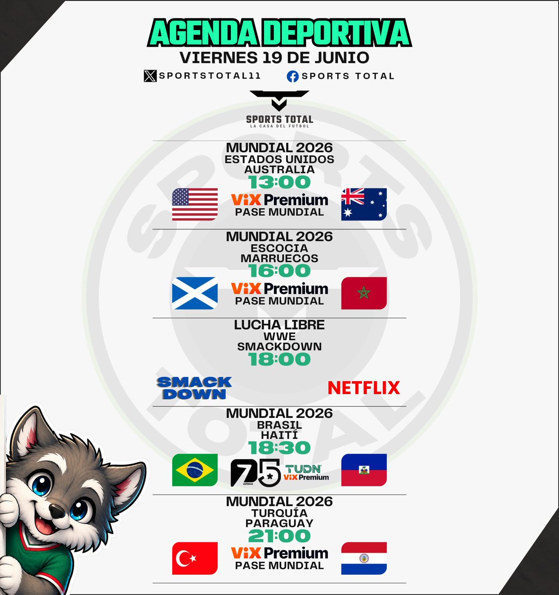 SportsTOTAL11's tweet photo. 🐺🌎⚽ ¡Viernes Botanero Mundialista En La #AgendaDeportivaTOTAL! 🔥🏆
🍿⚽ Grandes Partidos, Selecciones Buscando Su Pase Y Mucha Emoción En Una Nueva Jornada Del Mundial 2026.
👀🔥 ¿Cuál Partido No Te Vas A Perder Hoy? 🌎🏆⚽ https://t.co/iAVNKYalVl