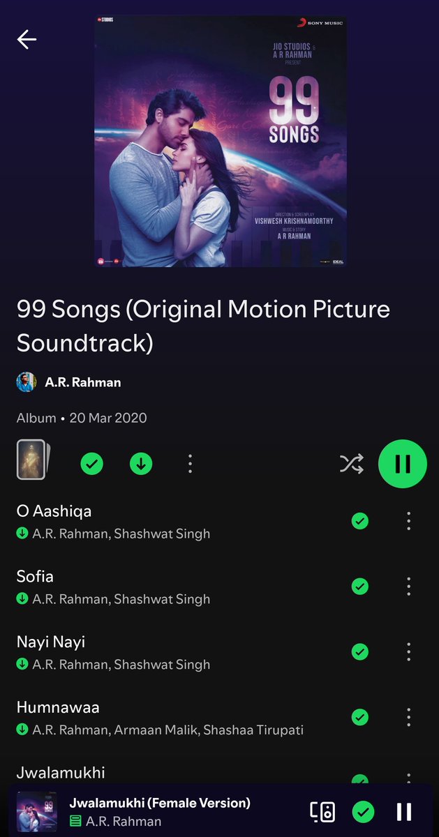 Rejath21's tweet photo. It's always a pleasure to listen 99 Songs Thanks @arrahman sir for making our lives bright with your exceptionally wonderful music. Congrats on the much deserved appreciation for your work in  #MainVaapasAaunga Looking forward to listening Baab #99Songs #NowPlaying #ARRahman https://t.co/NemreGkZCj