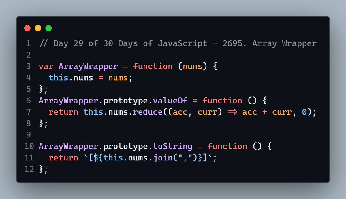 ImTojammelHoque's tweet photo. Day 29 of 30 Days of JavaScript — LeetCode 2695: Array Wrapper
One problem left. Almost there.
#DSA #JavaScript #30DaysOfJavaScript #LeetCode #100DaysOfCode #FreshGraduate #OpenToWork #EntryLevelDeveloper #BuildInPublic #LearningInPublic https://t.co/lK2AtvEmuT