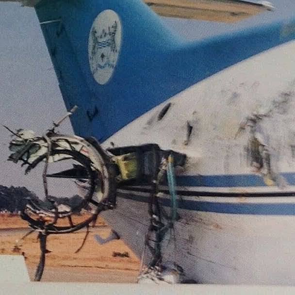 africaken1's tweet photo. on August 7, 1988. An Angolan Air Force MiG-23 fired two R-60 (AA-8 Aphid) missiles at the British Aerospace BAe-125 carrying Botswana President Quett Masire, crippling the aircraft before the pilot managed a successful emergency landing in a bush airstrip at Cuito Bie,angola https://t.co/IxzFRca9I6