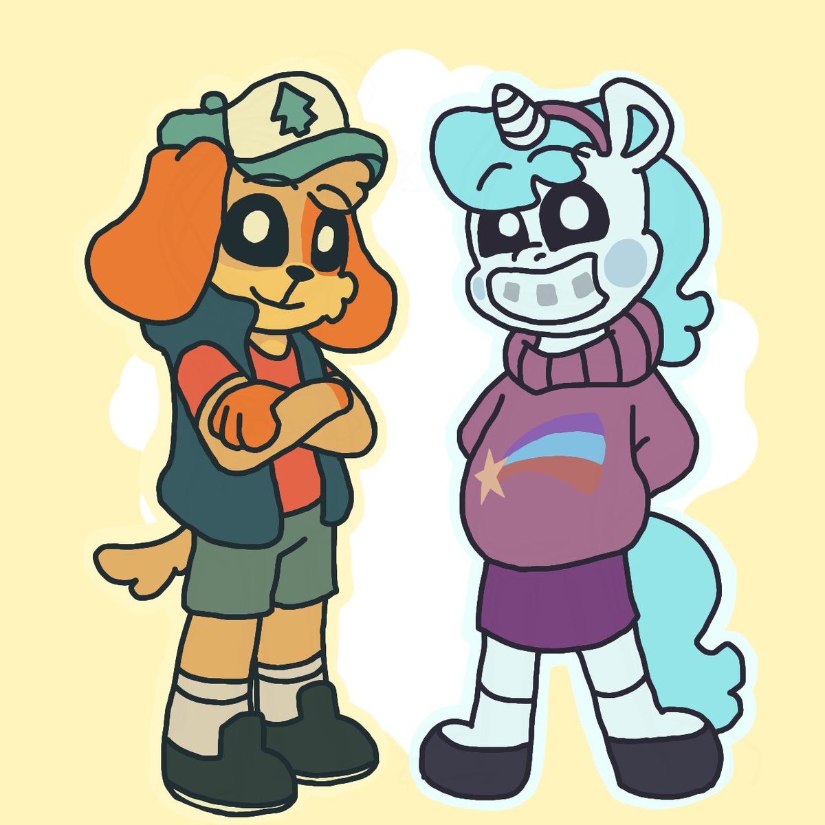 NikiiChann's tweet photo. A tumblr anon asked for #Dogday and #CraftyCorn as Dipper and Mabel from #GravityFalls .
I like this. https://t.co/wUmXYOx8ZF