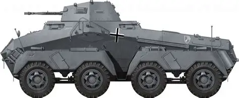 Clint_Davey1's tweet photo. The German 8-Rad is a cool vehicle.

Heavy armoured car with 16 wheels.

Used for recon but also decent at fighting light tanks.

They never had very many of them though. https://t.co/0AjEVEtX1L