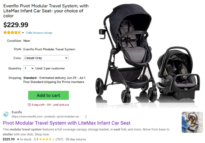 GlitchedDeals's tweet photo. EVENFLO BABY TRAVEL SYSTEM + CAR SEAT ALL-TIME LOW

For $229 you get a stroller and an infant car seat in 2 colors

https://t.co/iKVKvonVXs

The official Evenflo has the same modular travel system for $330

Free shipping for Amazon Prime members at Woot #ad https://t.co/6KoyBBVTML