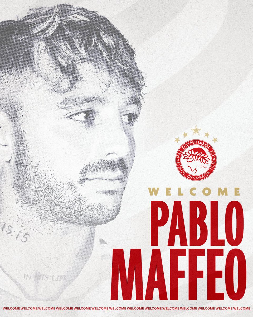 olympiacosfc's tweet photo. Bienvenido, Pablo Maffeo! 

Welcome to the Olympiacos' family ❤️🤍 https://t.co/1CwPKySH8Q