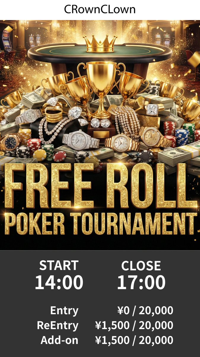 rownlown's tweet photo. 本日6/20(土)は！

目玉は18時から開催の
『20万保証🚨 ULTRA PRIZE TOURNAMENT』

お昼からフリーロール‼️

23時からは深夜トナメを開催します🔥

---トーナメント---
【FREE ROLL】
⏰14:00〜17:00
【20万保証‼️ULTRA PRIZE Tournamemt】
⏰19:00〜22:00
【深夜のトナメ】
⏰23:30〜26:30

---リングゲーム---
【CRing】
⏰14:00〜Last
【RingGame / Baccarat / BlackJack】
⏰14:00〜Last
各システムはInstagramのハイライトをcheck👀

たくさんのご来店を心よりお待ちしております！🙇