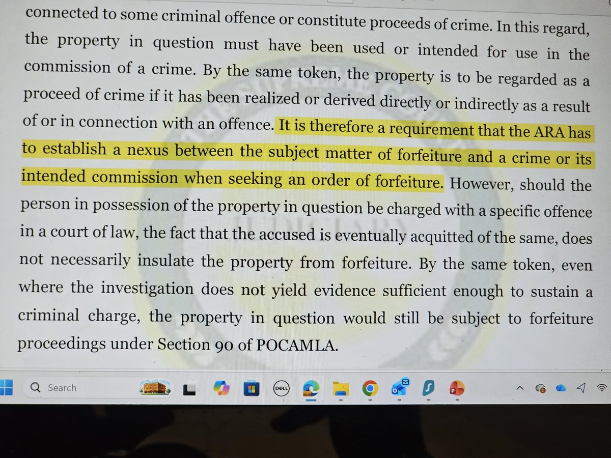 joshuamalidzo's tweet photo. #hotoffthebench
#Precedentsetting
SCORK has distinguished forfeiture proceedings under ACECA and those under POCAMLA
POCAMLA-The property must be associated with the commision of a crime or is a proceed if crime
ACECA: Property is disproportionate to one's known sources of income https://t.co/ObJHkj0Uf7