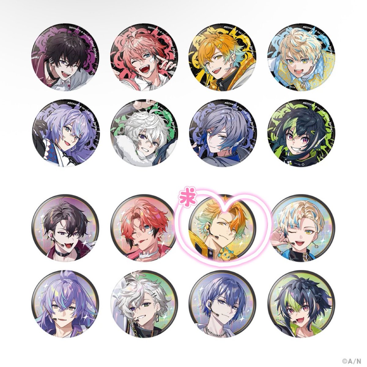 gum_3b16's tweet photo. 【仮約束・ 交換】
【MECHATU-A 1st LIVE】ランダム缶バッジ【MECHATU-A 1st LIVE "Over Drive!"】

求：画像印の方
譲：それ以外（絵柄問わず募集します）

OSにて20個購入済みです。よろしくお願いいたします。
交換の際は、郵送か横浜手渡しが可能です。 https://t.co/ymz7NWIPSK