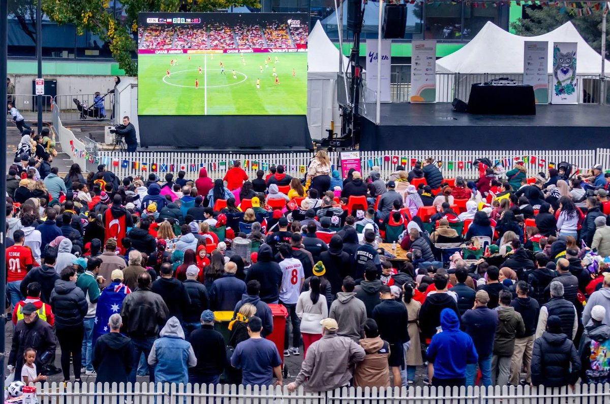 CrKurt's tweet photo. FIFA World Cup @HumeCityCouncil Live Site was a great success! ⚽️💪🏼

Well done to @Socceroos on the opening win 🇦🇺

The Festival of Football will continue with 10 more games live from Friday the 26th, 27th and 28th of June including Australia’s final group game!

See you there! https://t.co/sEqgMoMtX9