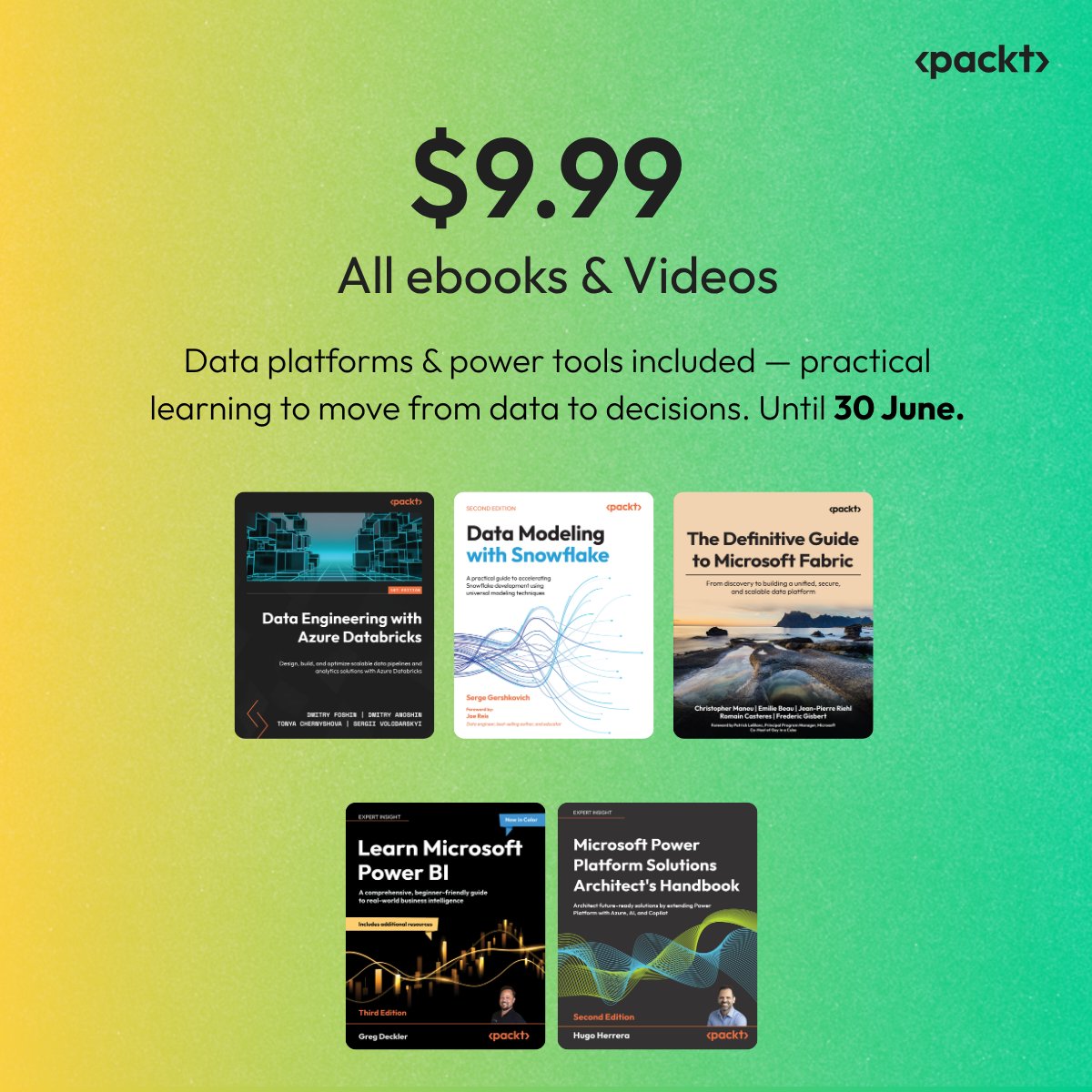 PacktPublishing's tweet photo. Data everywhere. Decisions nowhere.
All eBooks & videos for $9.99 - data platforms, dashboards, automation, ERP, finance tools, all in.
https://t.co/rFZc18z3n4
Smarter platforms, smarter dashboards, or smarter automation โ what's missing for you? ๐
#DataPlatforms #Automation https://t.co/YRBlj4EUnn