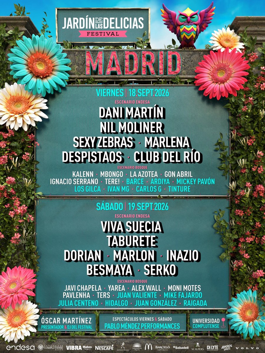 grilloamarillo_'s tweet photo. Dani Martín, Taburete y Viva Suecia encabezan el cartel definitivo del Jardín de las Delicias 2026

https://t.co/EoXQaPJUs0 https://t.co/FS7q0zco8Y