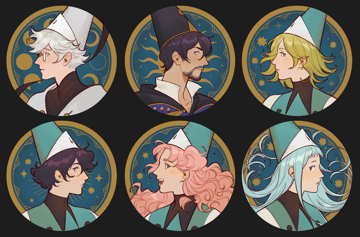 katsucii's tweet photo. icons inspired by Mucha’s work! #WitchHatAtelier #Δ帽子 https://t.co/TmadanToKp