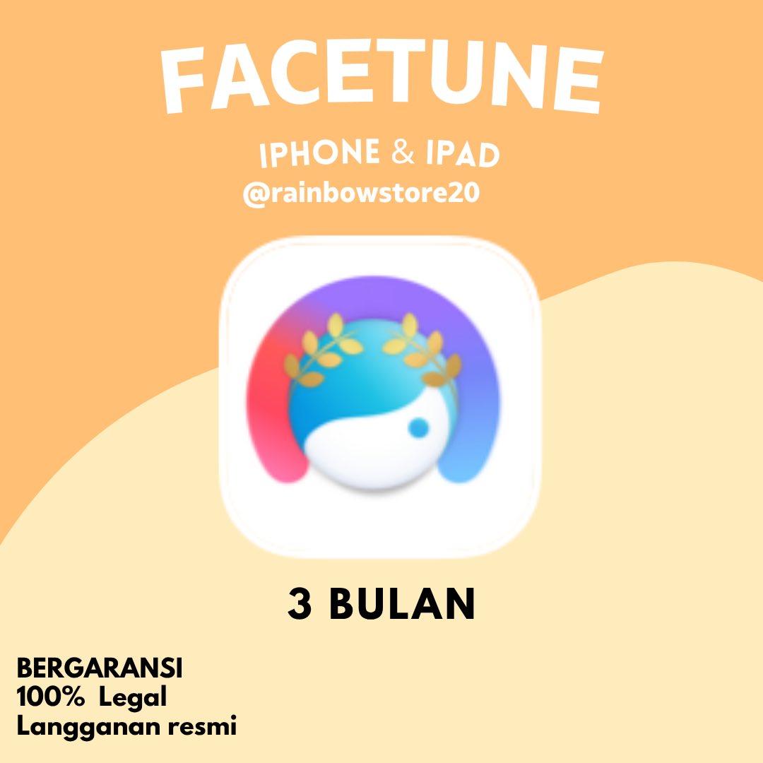 rainbowstore20's tweet photo. FACETUNE PRO
FACETUNE FULLPACK FOR IOS😍
💰100K QRIS

"cara nya gimana?" ⚠️ BACA DULU YA ⚠️
🔅 Sistemnya via pinjam akun
🔅 Support iOS
🔅 AMAN. langsung download di App Store

Order / tanya2? Langsung contact👇🏻
📲 WA : 082117181399

#zonauang #zonajajan #zonabu #zonacuan https://t.co/gf05qnFcvq