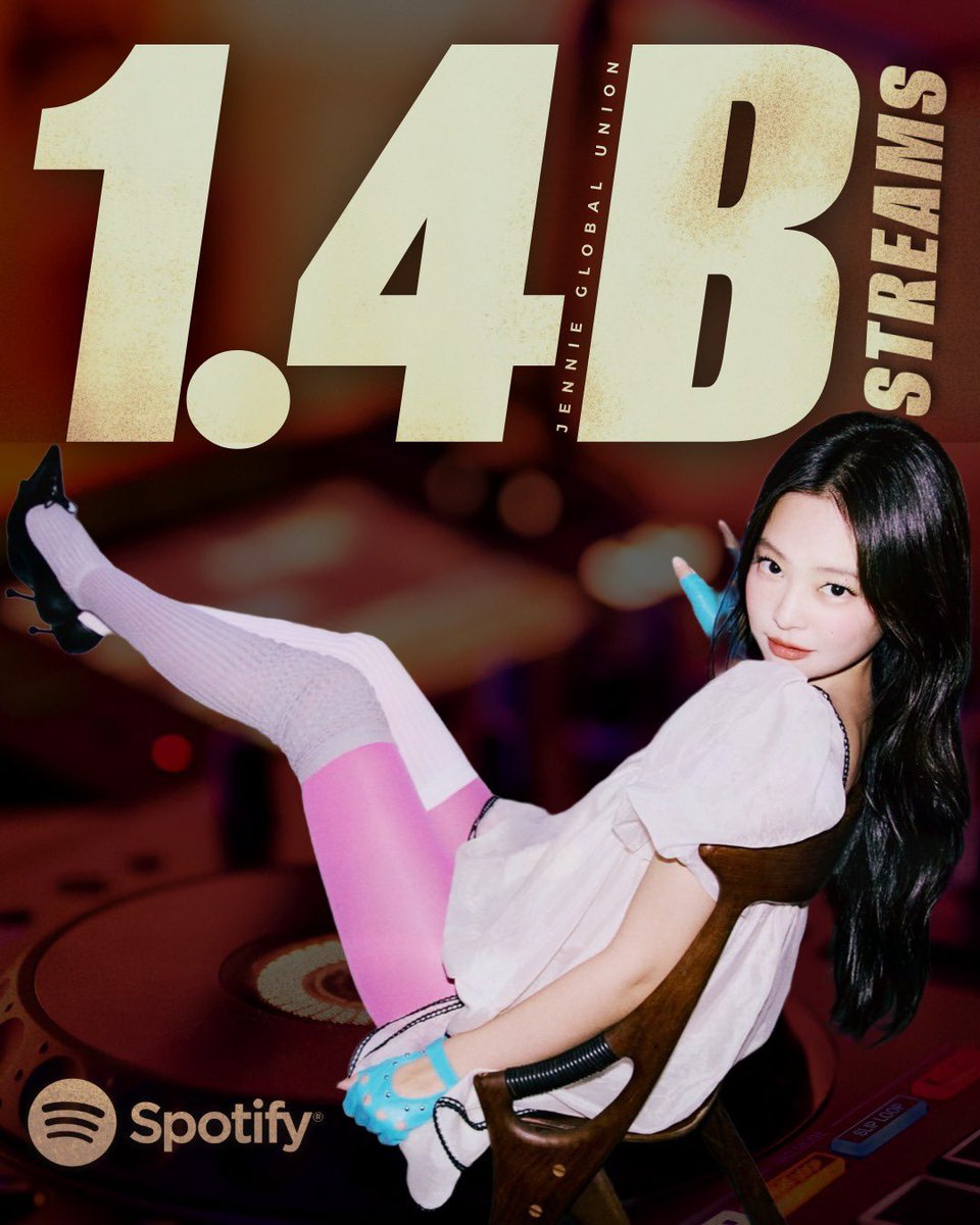 Jennie_Union's tweet photo. The most streamed K-pop Soloist in 2026✨

#JENNIE extends her record as the most-streamed K-pop soloist in 2026, having officially surpassed 1.4B streams on Spotify this year so far! 

@oddatelier @Jennie_HQ @ColumbiaRecords https://t.co/frU1oXAnGz