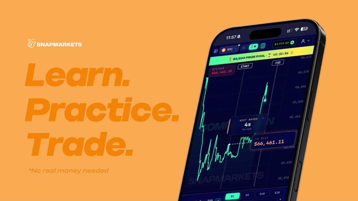 1real_Kobby9's tweet photo. Jump into the #SnapMarketsCompetition a high-energy 72-hour practice trading showdown!. Kick off with $1,000 in virtual funds, trade real prediction markets, battle for the top spots on the leaderboards, and prove you’ve got what it takes.
Sign up now 👉 https://t.co/7kp2fRRuyd https://t.co/FHce4Pqhxg