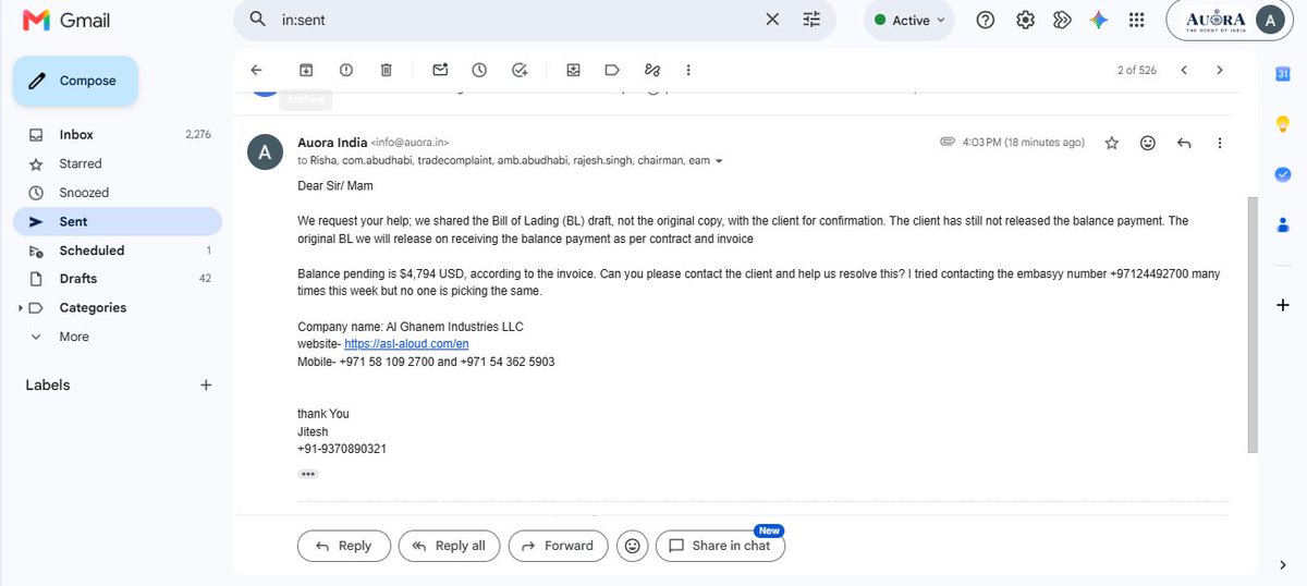 jitesh333's tweet photo. @MEABharat @sjaishankaroffc 
Dear Sir/ Mam, i have sent an email i need your help in a case. Im attaching all related documents and screenshots. Request for your help we are an exporter from India https://t.co/HeJpcWeP2P