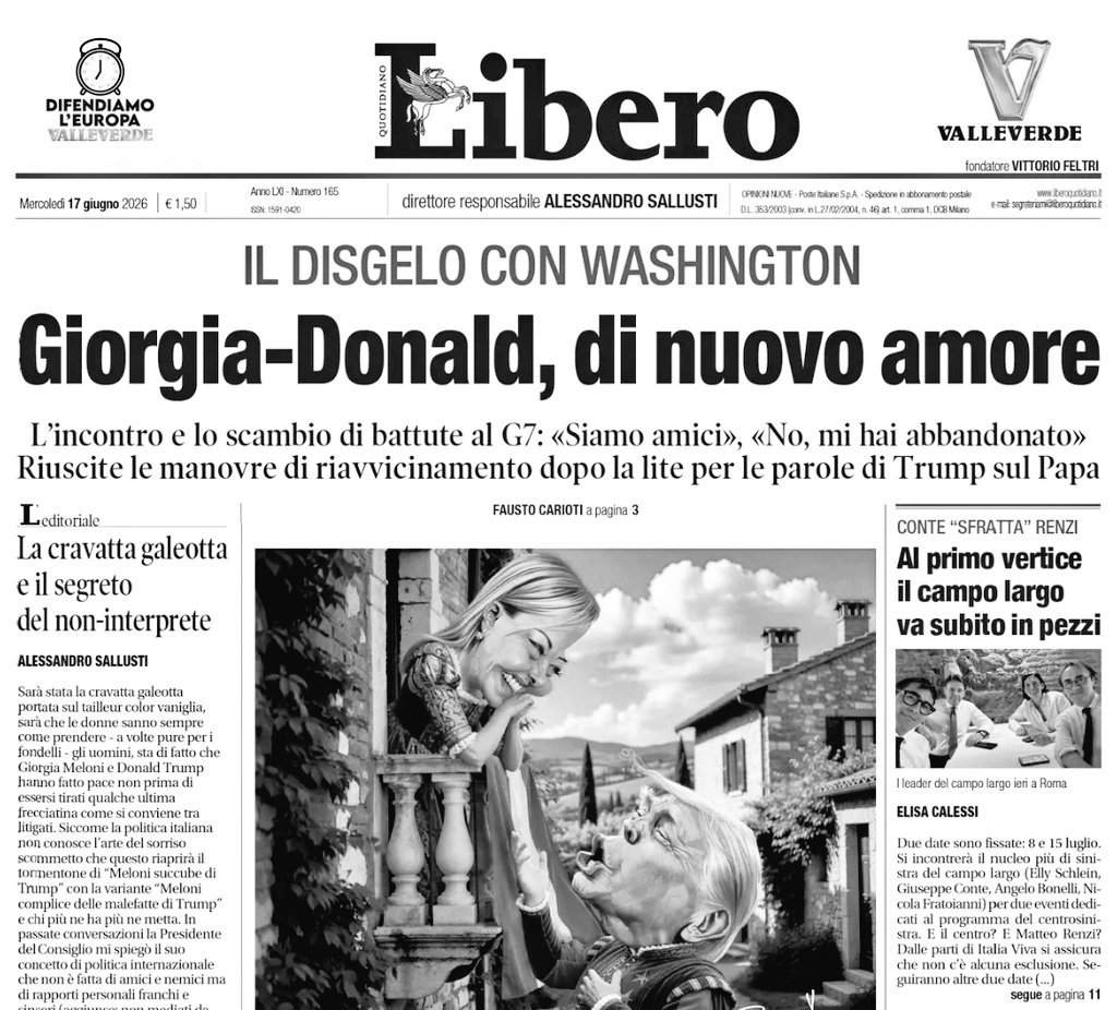 ManLanTuit's tweet photo. "Non condivido nè condanno".
Ah, no.
"Dispiace che non abbia la stessa determinazione con i nemici dell'Occidente e degli Stati Uniti".
#Lecomiche #19giugno #Meloni https://t.co/uFF0BymyIx