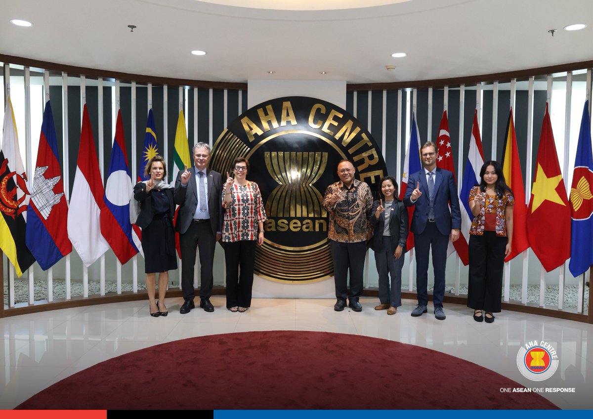 AHACentre's tweet photo. On 11 June 2026, the AHA Centre had the pleasure of welcoming Dr. Leila Fernández-Stembridge, Head of the Southeast Asia and ASEAN Division at the European External Action Service (EEAS), along with the Delegation of the European Union to ASEAN, to our office.

The visit provided a valuable opportunity to exchange views on strengthening cooperation and advancing our partnership. The delegation was also given a tour of the Emergency Operations Centre (EOC), highlighting AHA Centre’s role in monitoring and coordinating disaster response across the region.

We look forward to continued collaboration with the European Union in building a more resilient ASEAN.

#partnership @EUinASEAN @eu_eeas