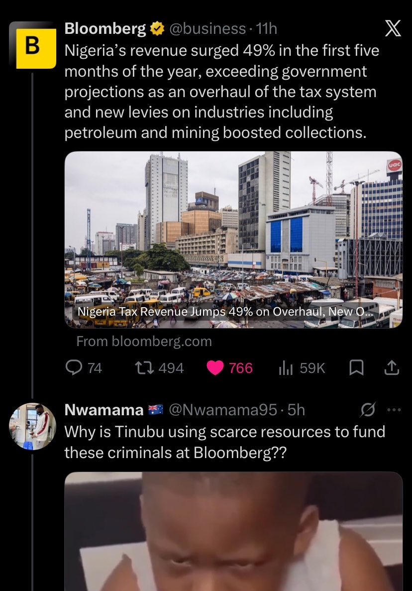 josh_olonade's tweet photo. Imagine that in the name of hating a leader, you begin to get annoyed by good news about your country and instead anticipate bad news.
Nigerians are so funny.
Now the question is, what type of news would they have preferred an economic page to report? https://t.co/BH9vAJRueI