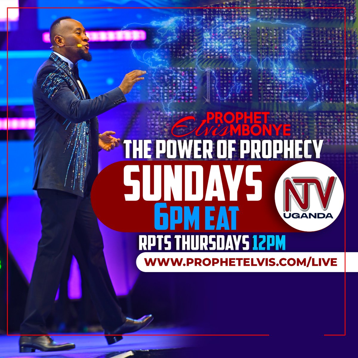 ntvuganda's tweet photo. Tune in this Sunday at 6 pm on NTV for a live with #ProphetElvisMbonye, featuring moments of prophecy, teaching, and reflection that bring encouragement and spiritual perspective for everyday life. https://t.co/fy3jwjTruF