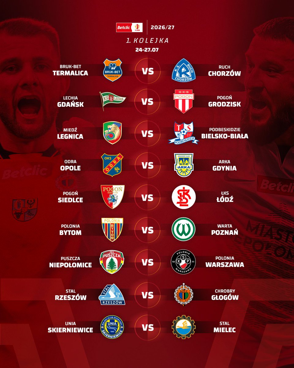 _1liga_'s tweet photo. Tak rozpoczniemy sezon 2026/27 Betclic 1 Ligi! 🫡

Szczegółowy terminarz 📲 https://t.co/FATFSe0cXF https://t.co/JtT8jPSuju