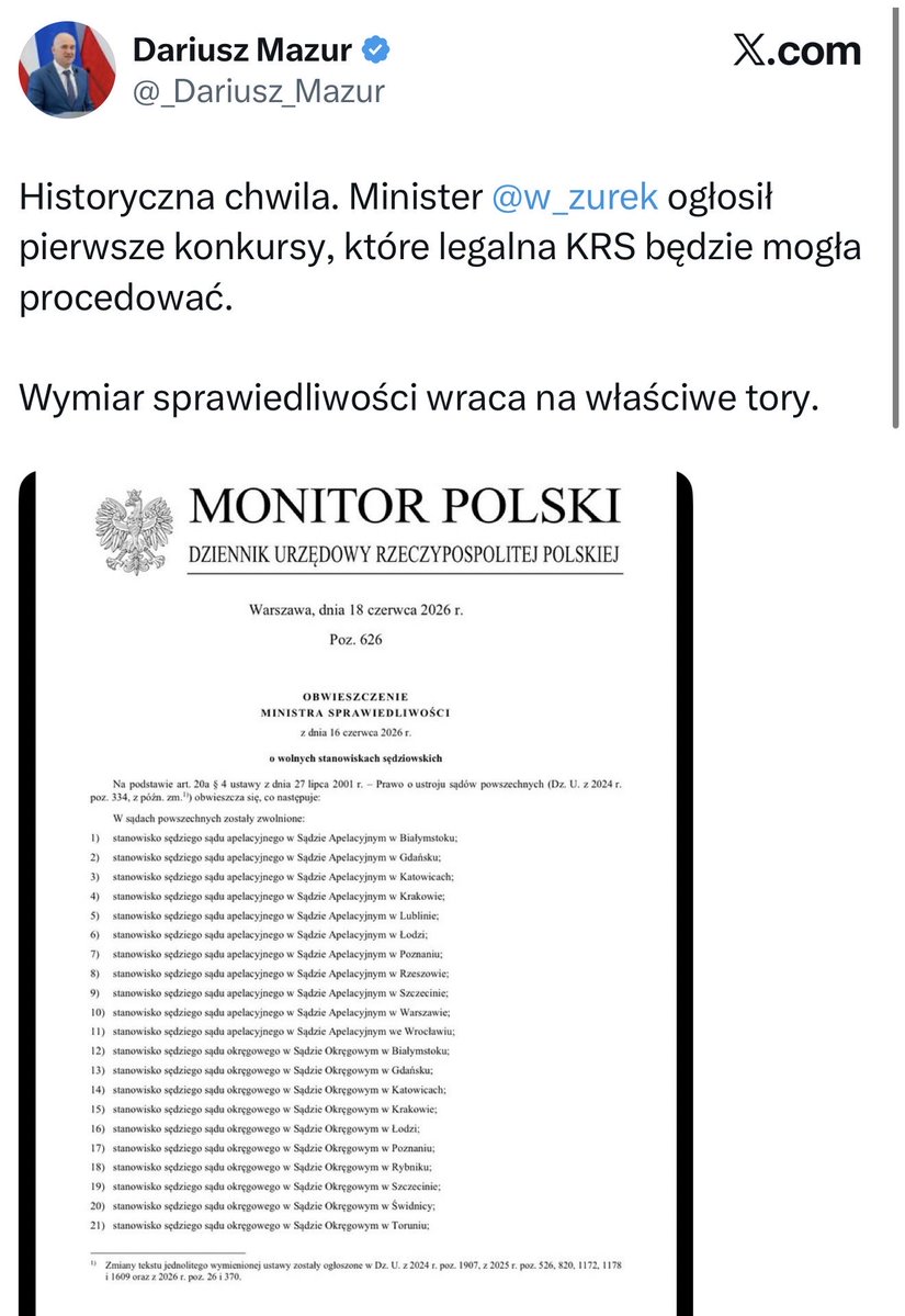 KidaOskar's tweet photo. Historyczny moment, że minister sprawiedliwości wreszcie zaczął realizować swoje obowiązki… Normalnie kredą w kominie zapisać… https://t.co/8f2YznEmm4