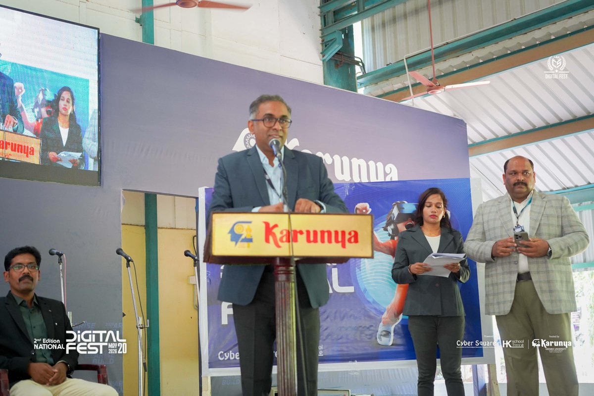 JoinCyberSquare's tweet photo. The 2nd Edition National Digital Fest 2026 was officially inaugurated by Dr. S. Vijay, Registrar, Karunya Deemed University, Coimbatore.

A remarkable start to a celebration of innovation, creativity, and digital excellence! 

#NationalDigitalFest2026 #CyberSquare https://t.co/sZCs3hdZJX