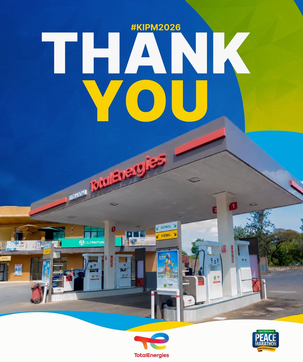 KigaliMarathon's tweet photo. A big shoutout to @TotalEnergies  for powering the Kigali Marathon 2026 as one of our valued sponsors! 

Your support inspired thousands of runners to push their limits and made this incredible event possible. Thank you for running this journey with us! 🏅

#KIPM2026 https://t.co/xvKV2fERlY