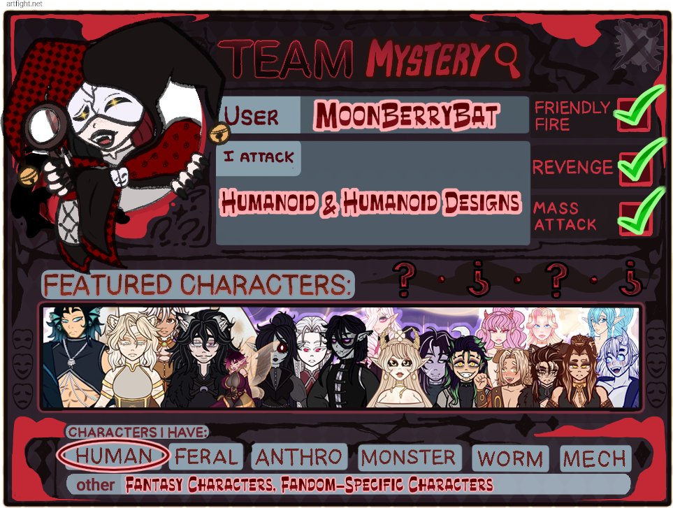 MoonBerryBat's tweet photo. Joining ArtFight again this year!!! Team Mystery let's goooooo!!! https://t.co/u3PllUTxf0