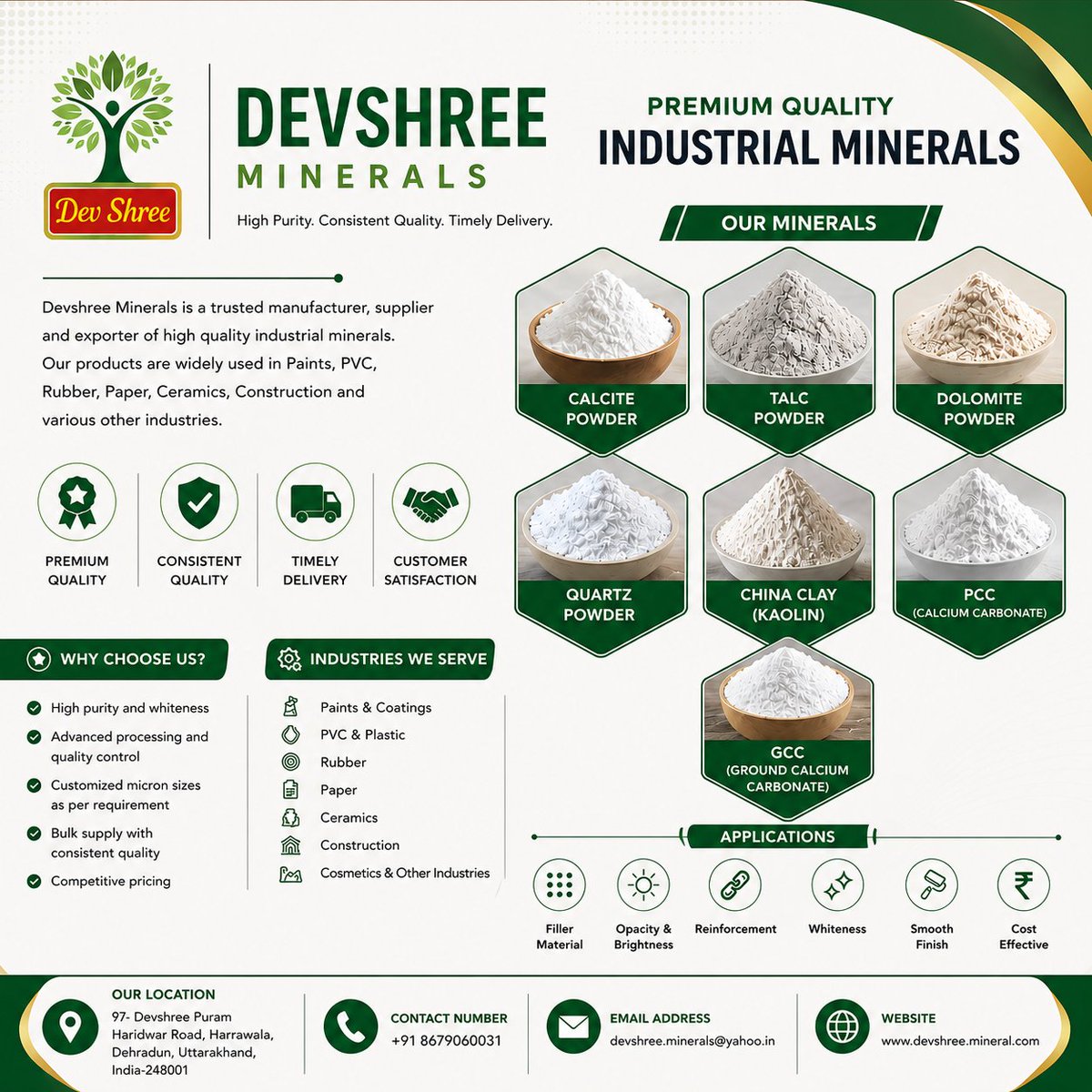 Devshree_mi's tweet photo. Premium industrial minerals you can trust. Quality, consistency, and timely delivery—every time. #DevshreeMinerals https://t.co/Wpn4GKG9VG