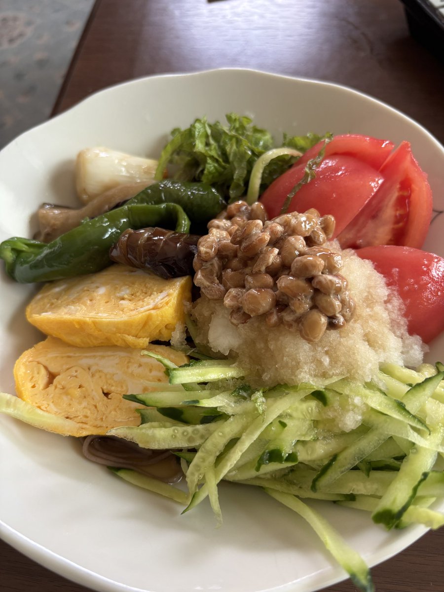 mamacho_NS's tweet photo. 今日は気合いを入れてわざわざ十割蕎麦を茹でて
冷やし蕎麦を作ったんだけど
お食べになる人はあまりいつもと変わりなかったみたい💦
あれ？あれ？あれ？
手は掛かったのに💦
※盛り付けが雑なのは性格です https://t.co/UrcthbLxty