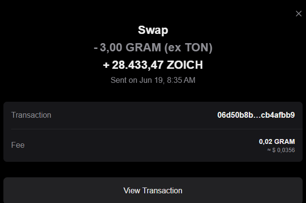 littlejohn_ton's tweet photo. My daily DCA of $ZOICH 🚀

Every day, 3 TON without delay,
Stacking $ZOICH the degen way. 😎

#ZOICH #TON #DCA $GRAM https://t.co/npnljcTFQW
