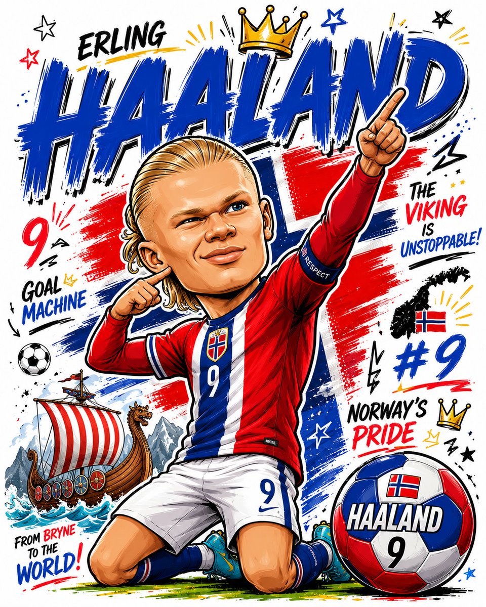 A Vibrant, Premium Cartoon Caricature Poster Of Player Name Wearing